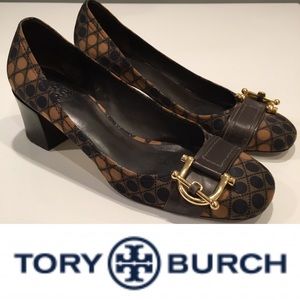Rare Tory Burch low block heel pumps brown