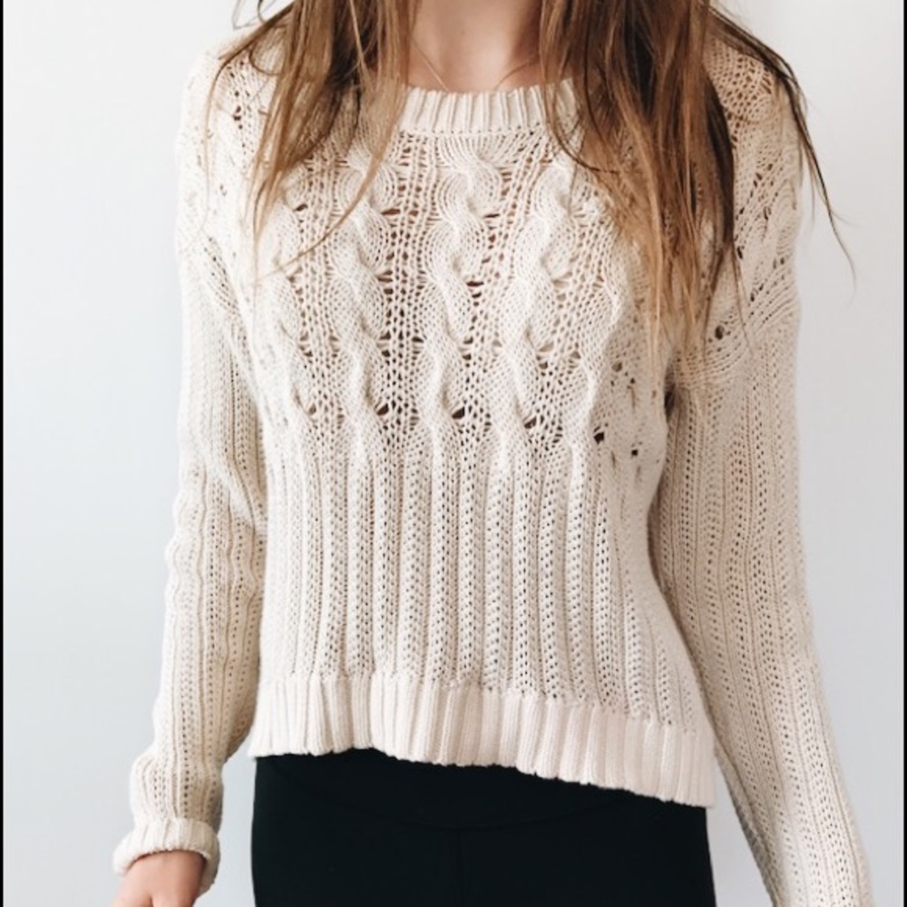 Cream cropped knit sweater