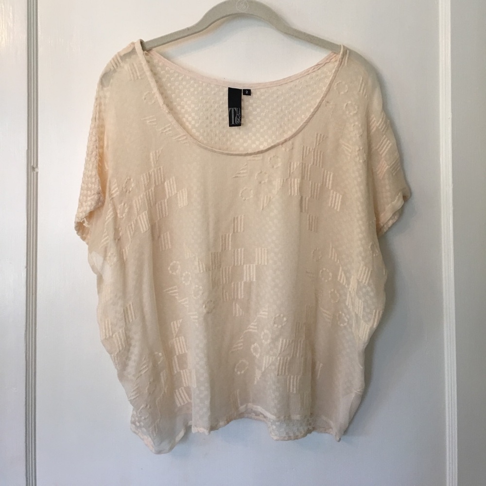 Sheer Silk Dolman Top- Size 2- Shell Pink