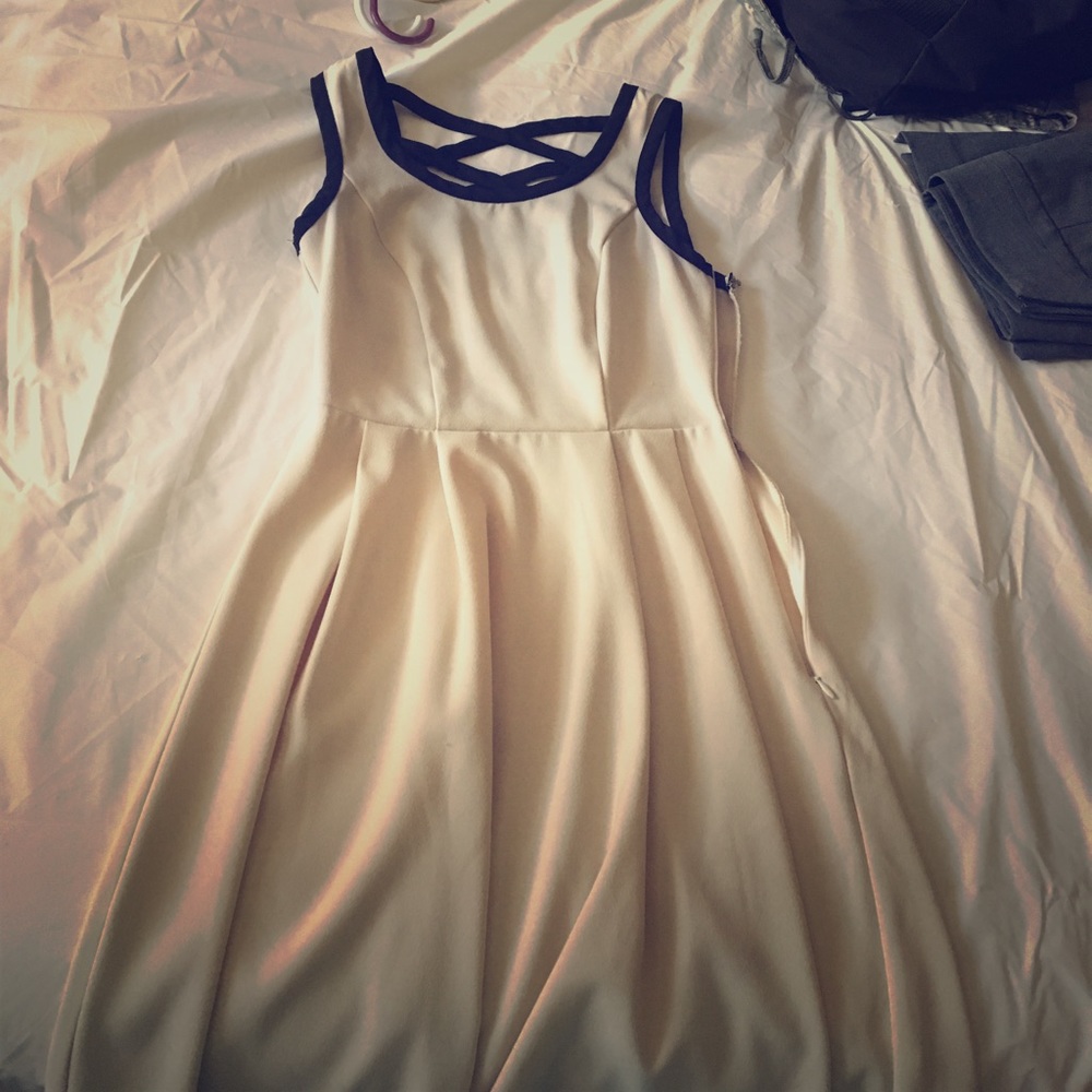 Cream and black dress