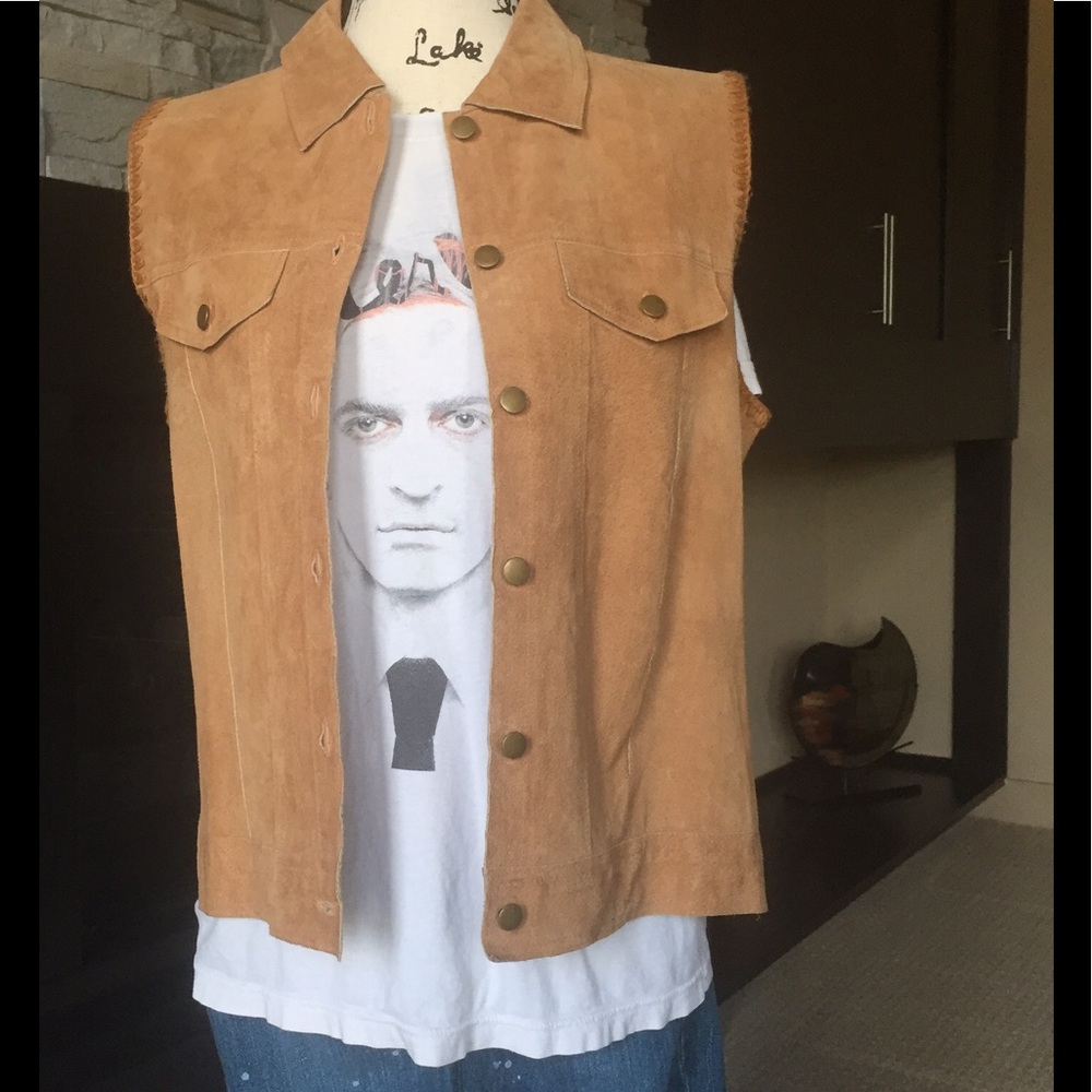 Leather and knit vest