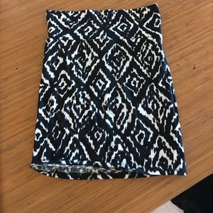 Aztec print black and white pencil skirt
