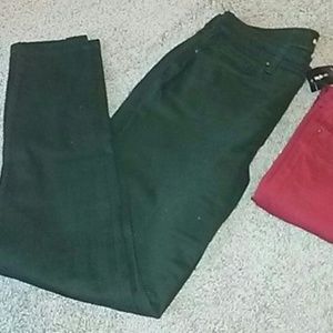 Green skinny leg mid rise