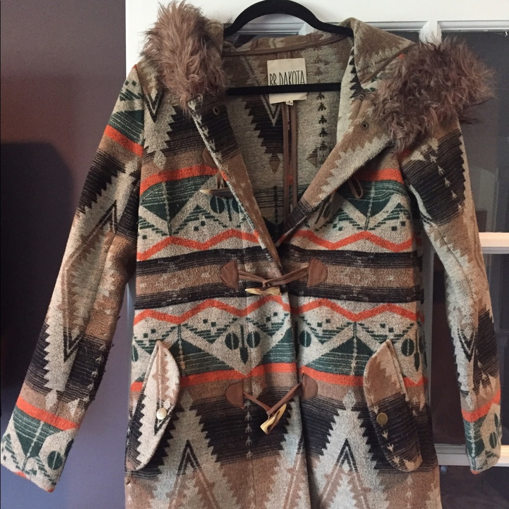 BB Dakota Aztec Wool Hooded Jacket