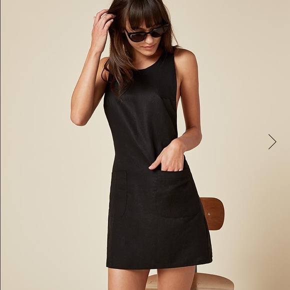 New! Reformation Annie Dress Black Mini Dress - Picture 4 of 4