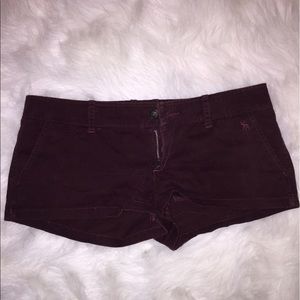 Burgundy Abercrombie Denim Shorts