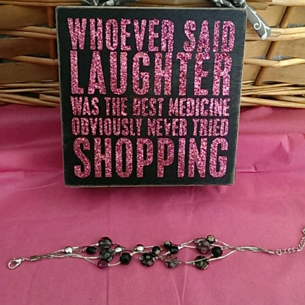 ❤Millefiori Murano glass silver tone bracelet