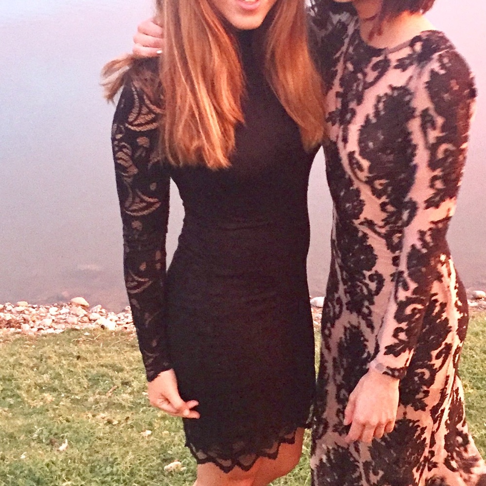 HM lace black midi dress.