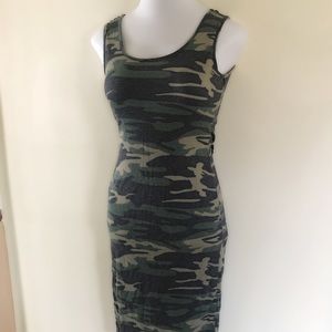 Olive Green - Camo - Tank - Midi Dress