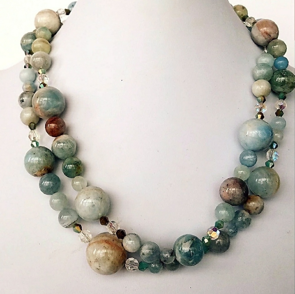Aquamarine and Crystal Necklace