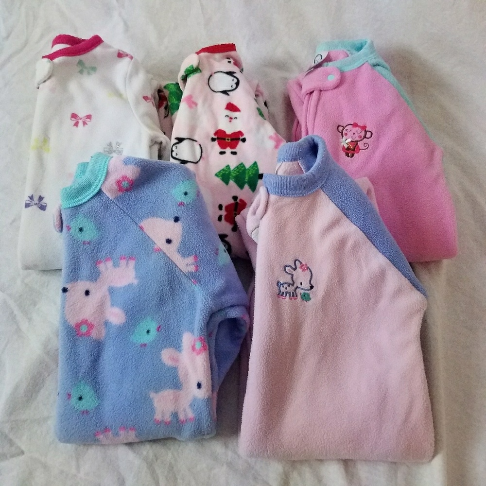 Bundle of 5 zip-up footie pajamas - 18 months
