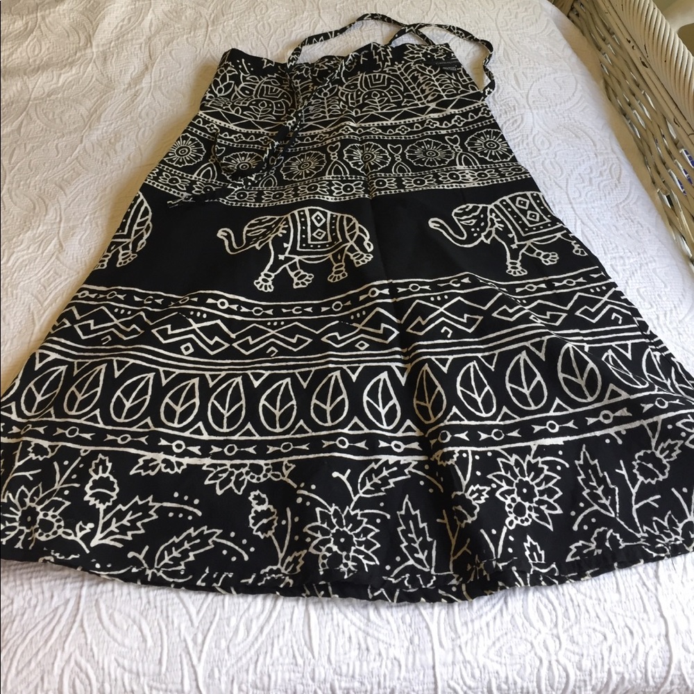 Cotton wrap skirt with elephants