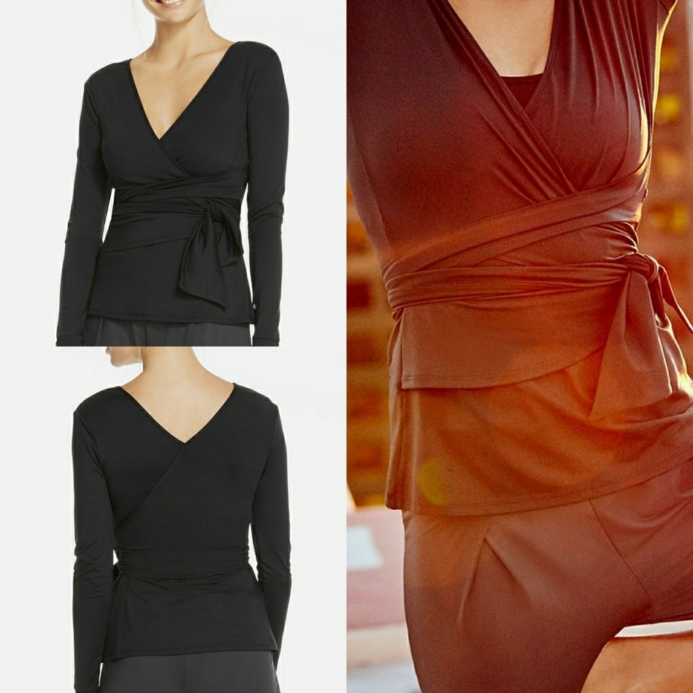 NWT Fabletics Heather Wrap V Neck Top XL