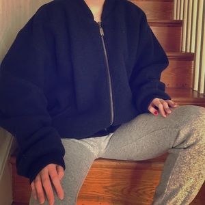 Structure oversized bomber jacket