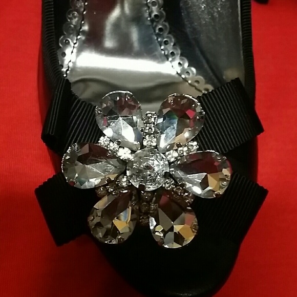 Betsey Johnson's peep toe black high heels shoes - Picture 2 of 5