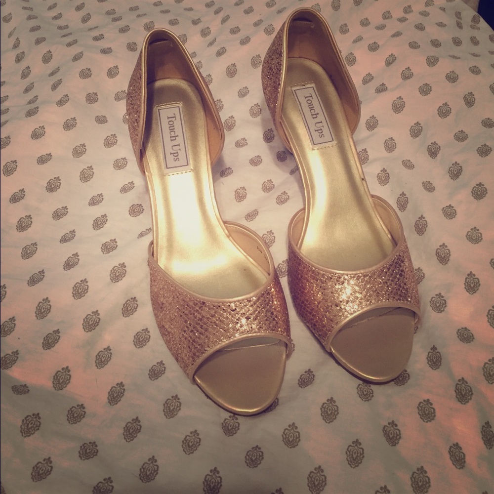 Gold peep toe d'orsay heels 10w