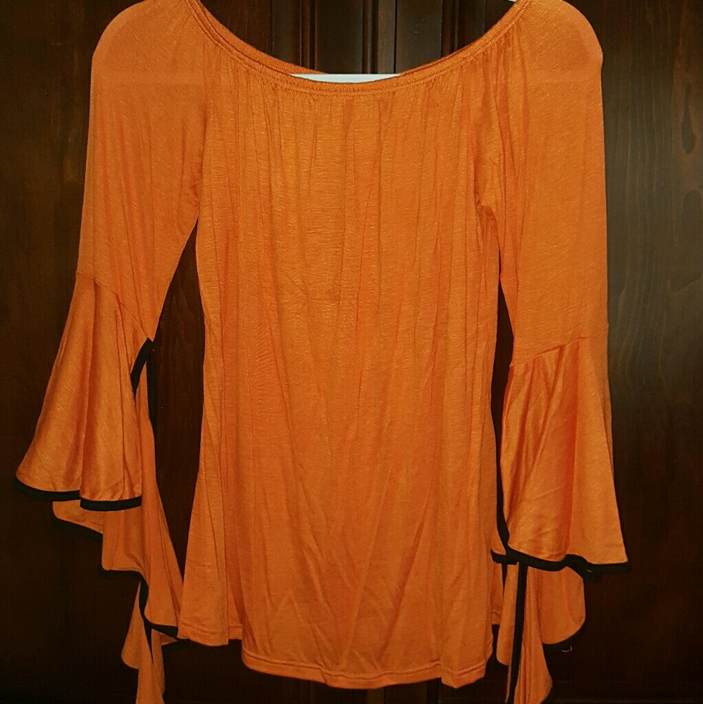 Orange Draped Sleeve Tunic
