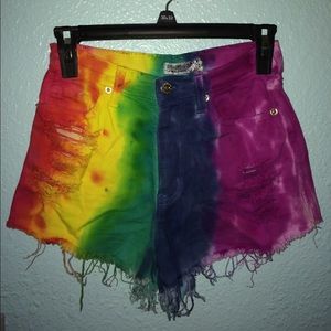 Tie-dye high waisted shorts