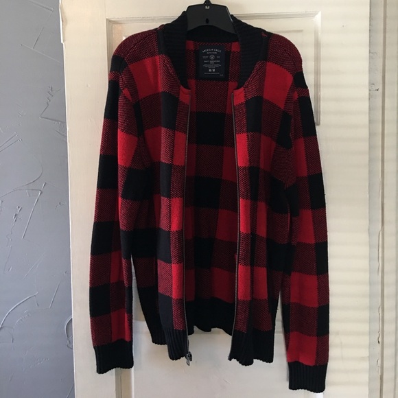Men's Buffalo plaid full zip sweater - Picture 3 of 4