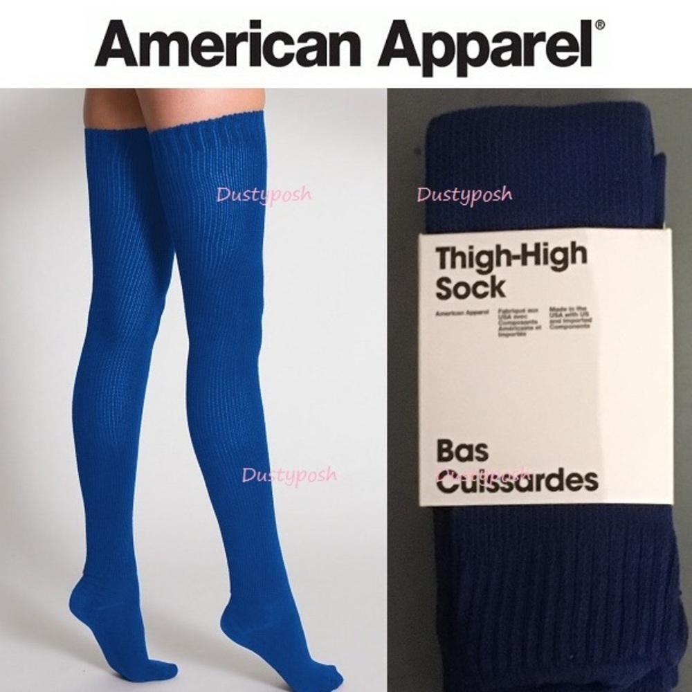 American Apparel Thigh High Socks Ribbed Boot Over Knee Long Five Colors Y2K 💙