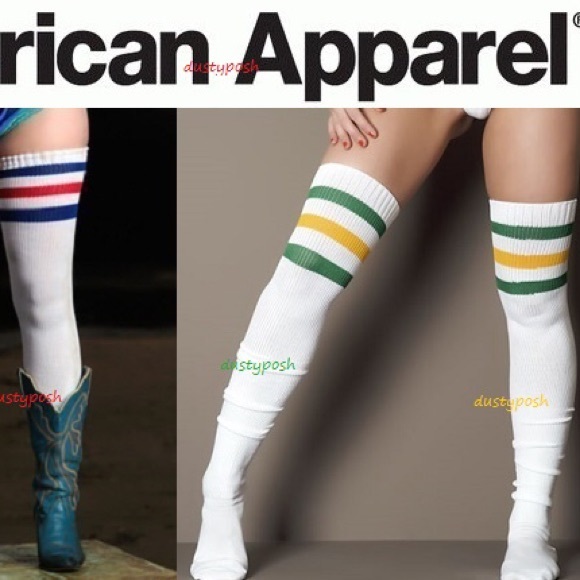 American Apparel Thigh High Socks Ribbed Boot Over Knee Long Five Colors Y2K 💙 - Picture 5 of 11