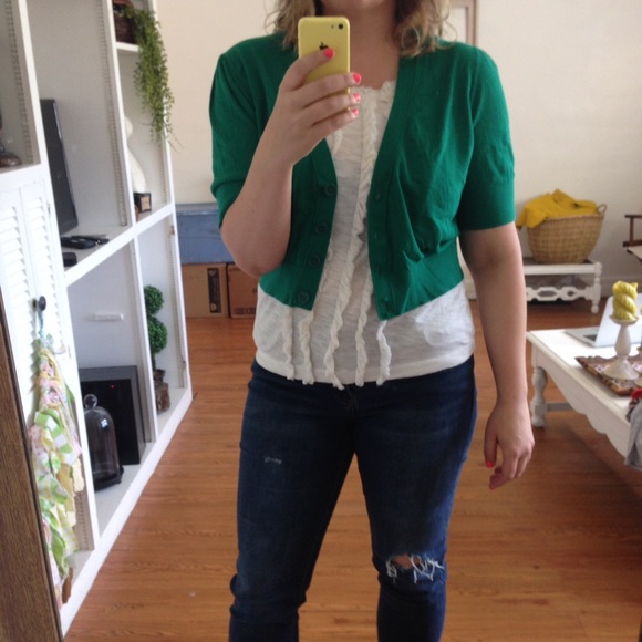 Banana Republic Sweaters - Banana Republic green short cardigan