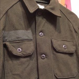 Men's Military Green Wool Button Down Shirt