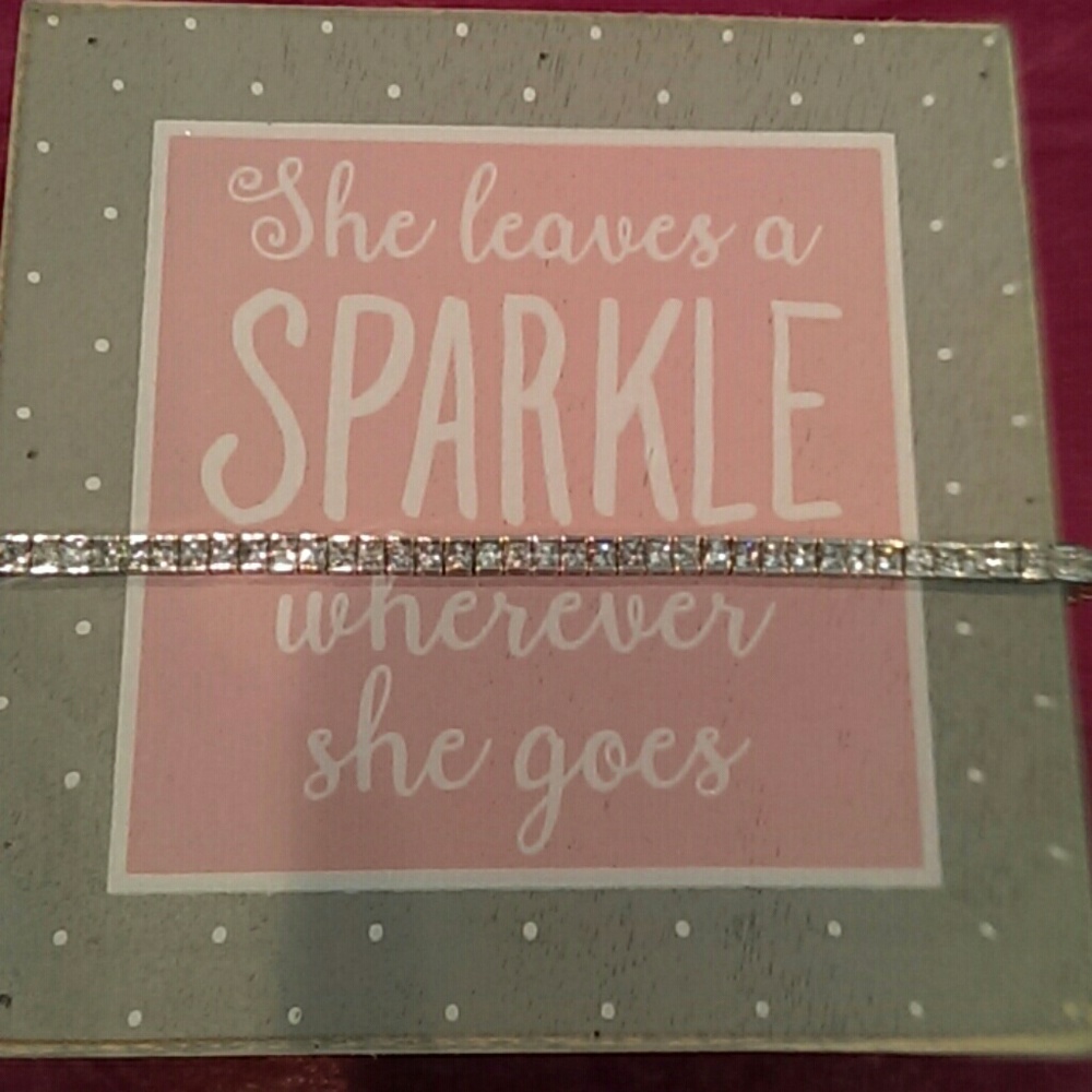 Sterling Rhodium princess cut tennis bracelet