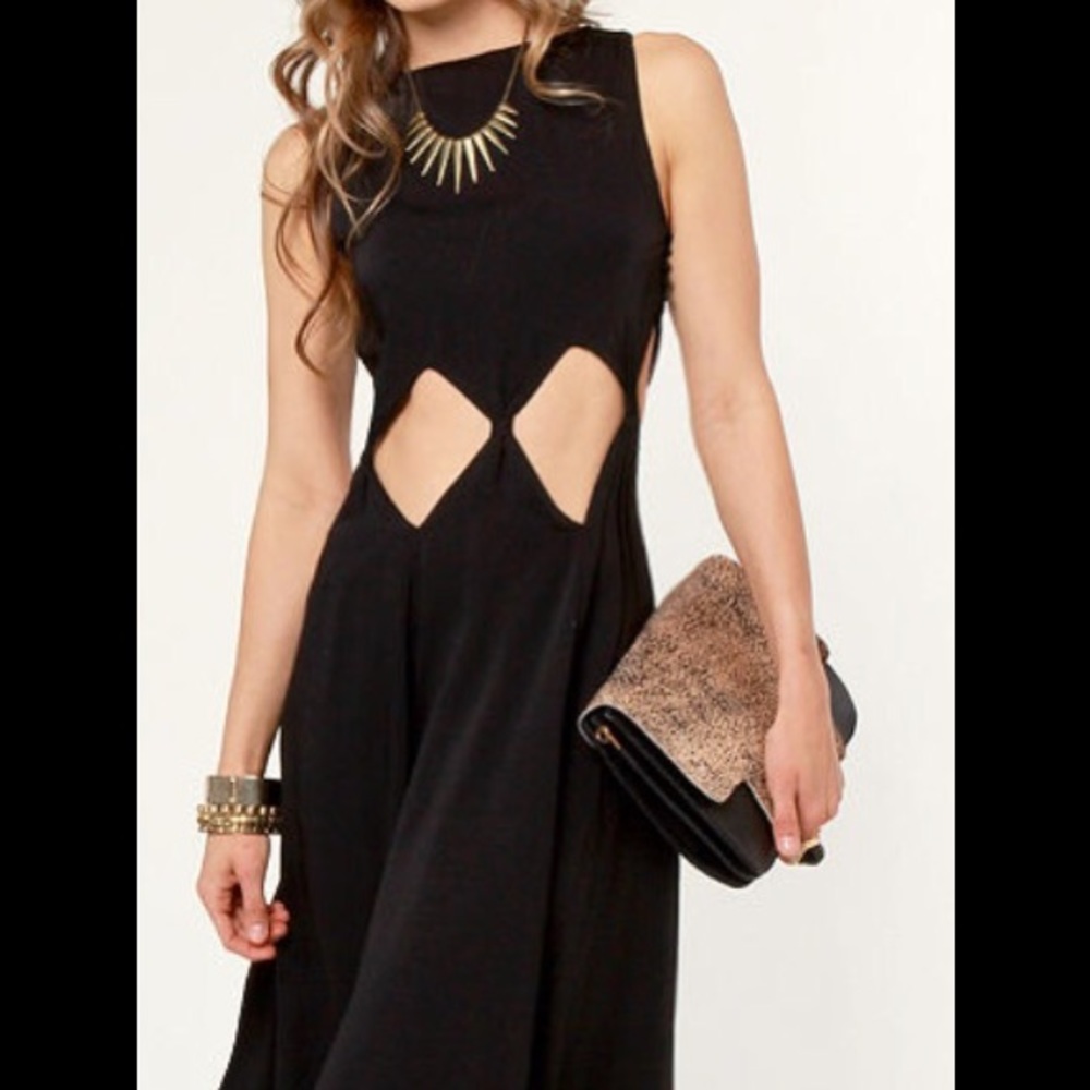 Midi Black Dress with Cutouts