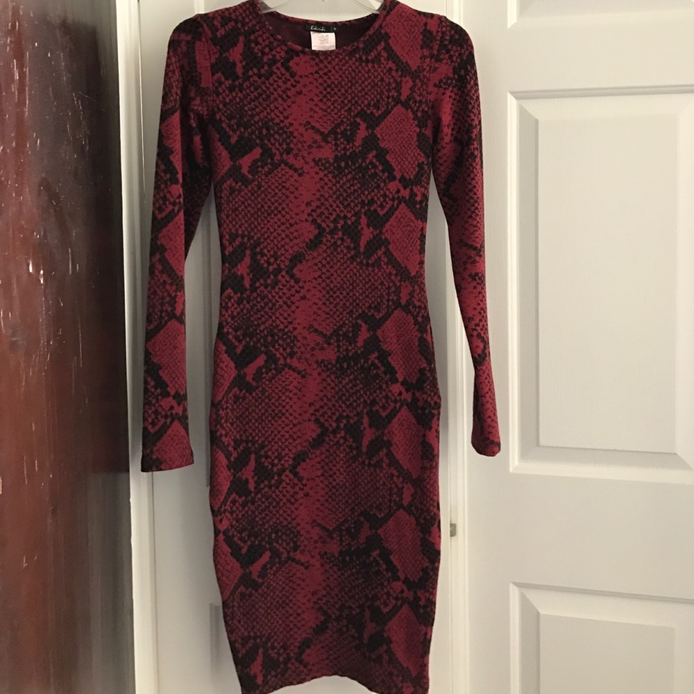 Mid-length red dress