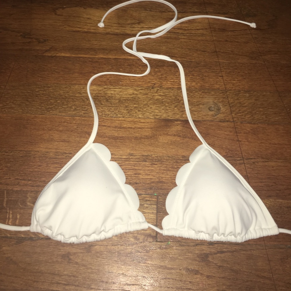 White scallop triangle bikini top