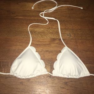 White scallop triangle bikini top