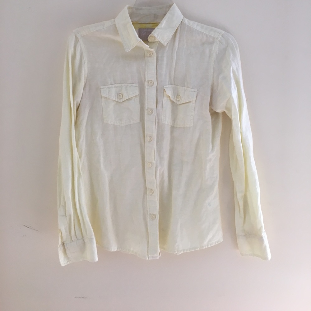 Banana Republic yellow linen button down!