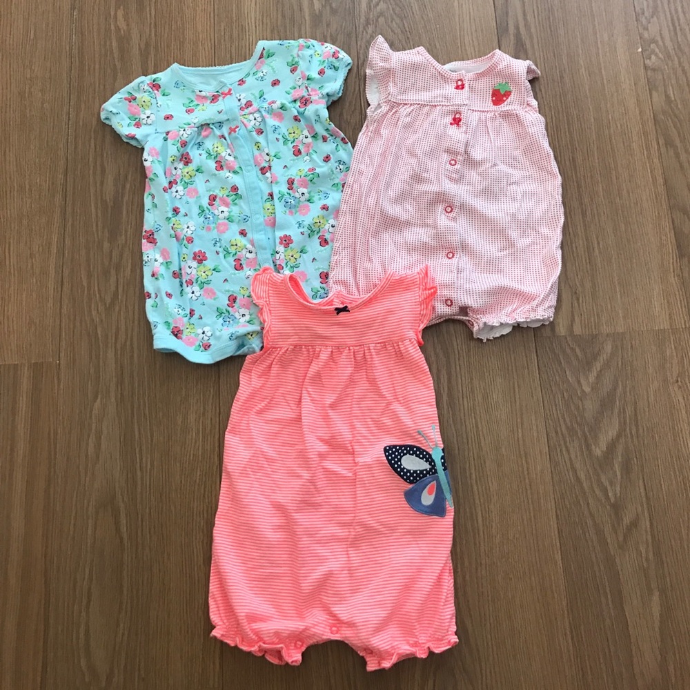 3 Summer rompers 18M girls.