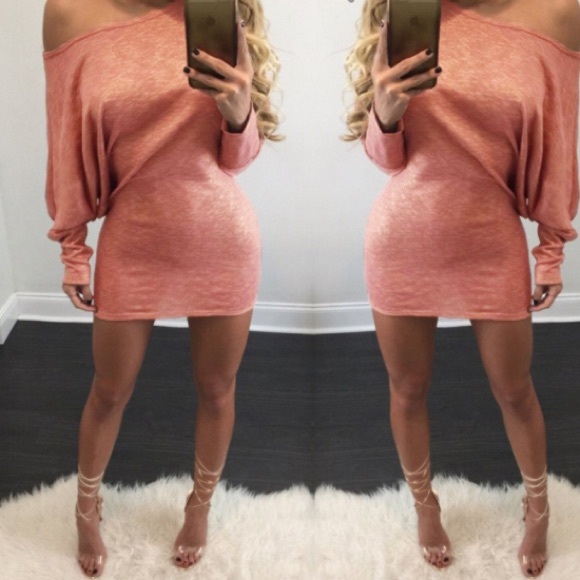 🍦 LAST ONE!! Pink Cold Shoulder Britney Dress 🍦 - Picture 3 of 5