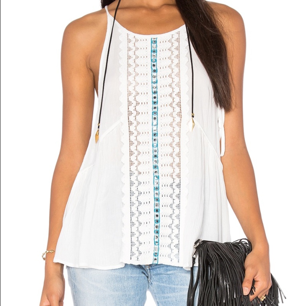 Tessora embellished tank with side cutout NWT