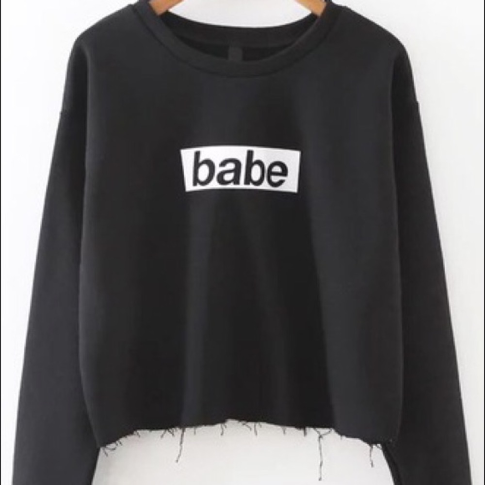 women's cropped black "babe" sweatshirt