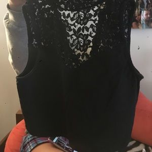 Black lace crop top