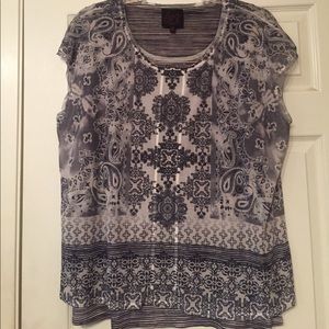 Embellished black and white top