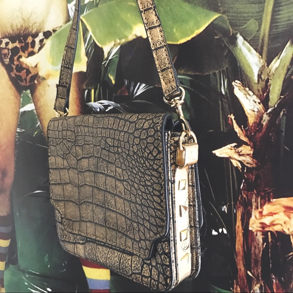 Kardashian Kollection Gold Stud/Snakeskin Purse