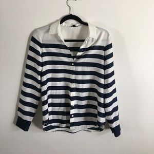 Ann Taylor Navy Stripe Blouse