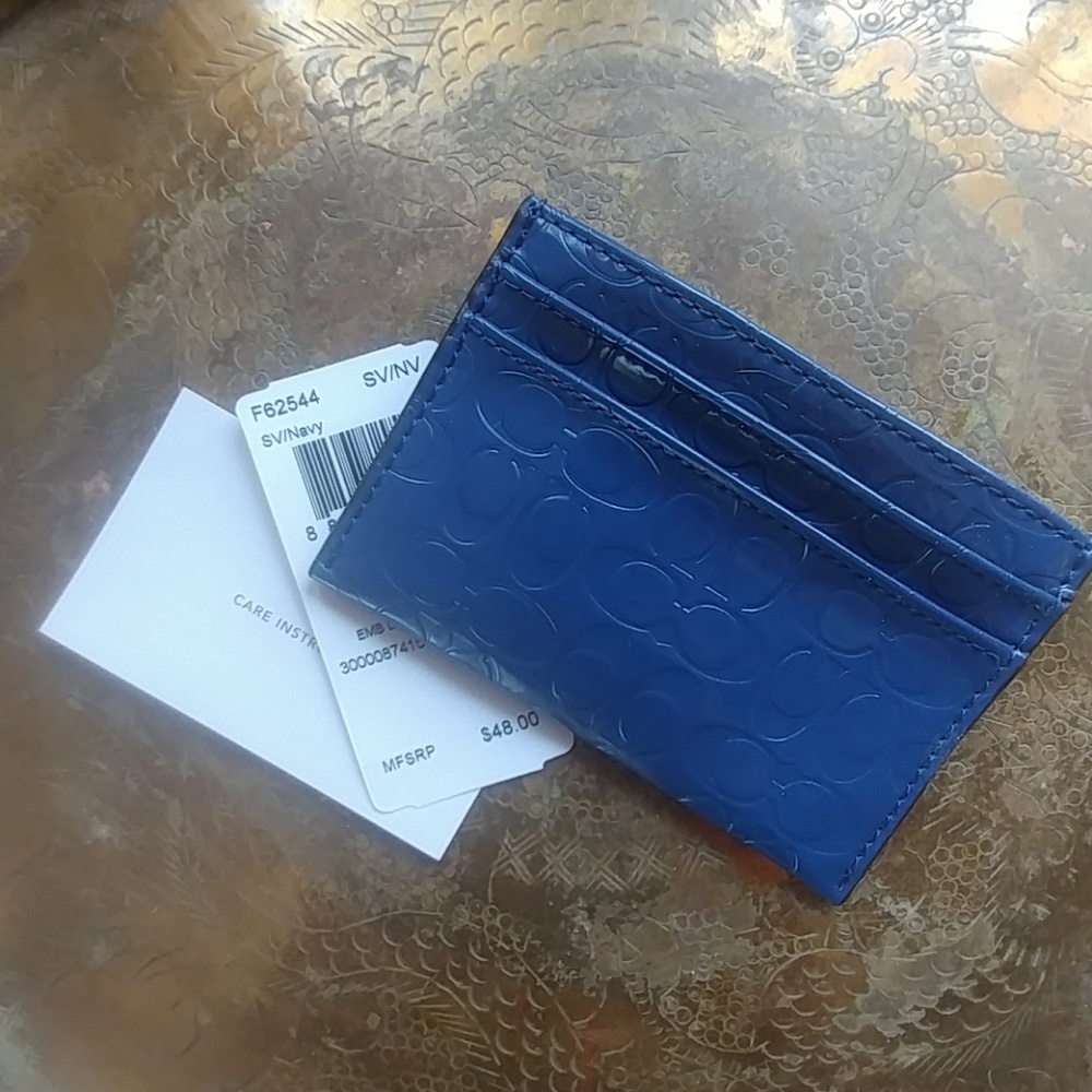 Coach Signature Embossed Wallet Card Case Liquid G