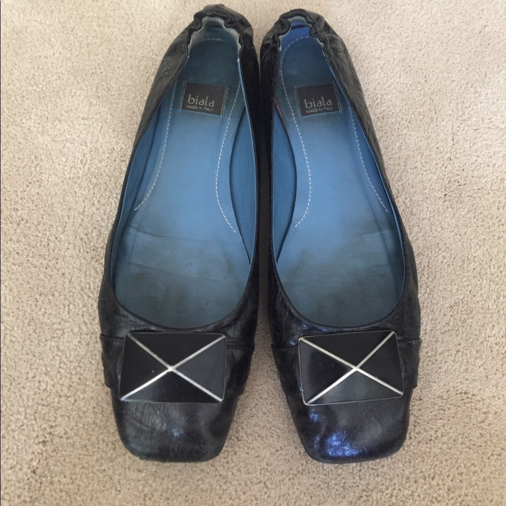 Biala Black leather ballet flats