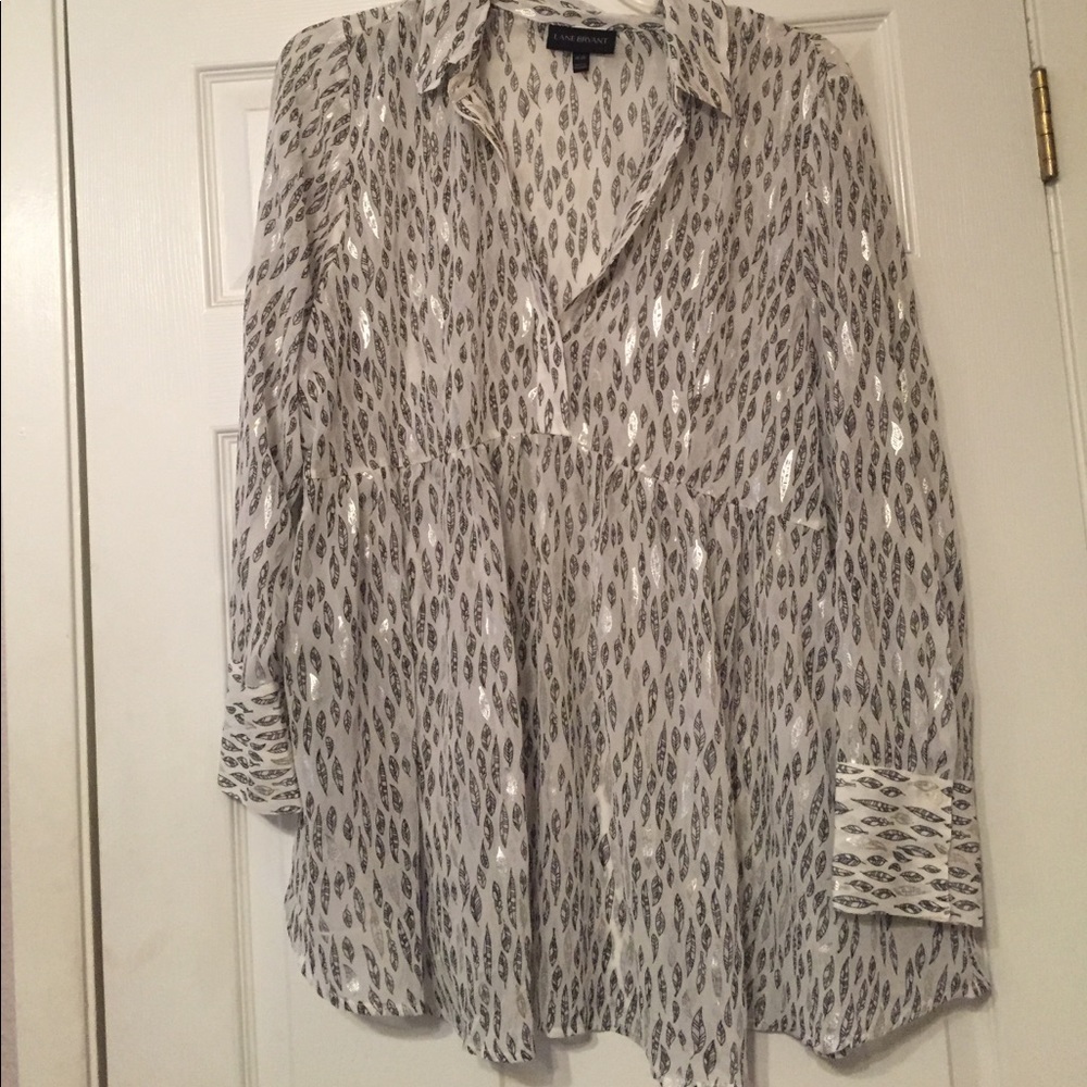 Sheer feather print blouse