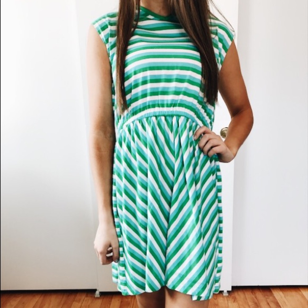 Green and white sundress