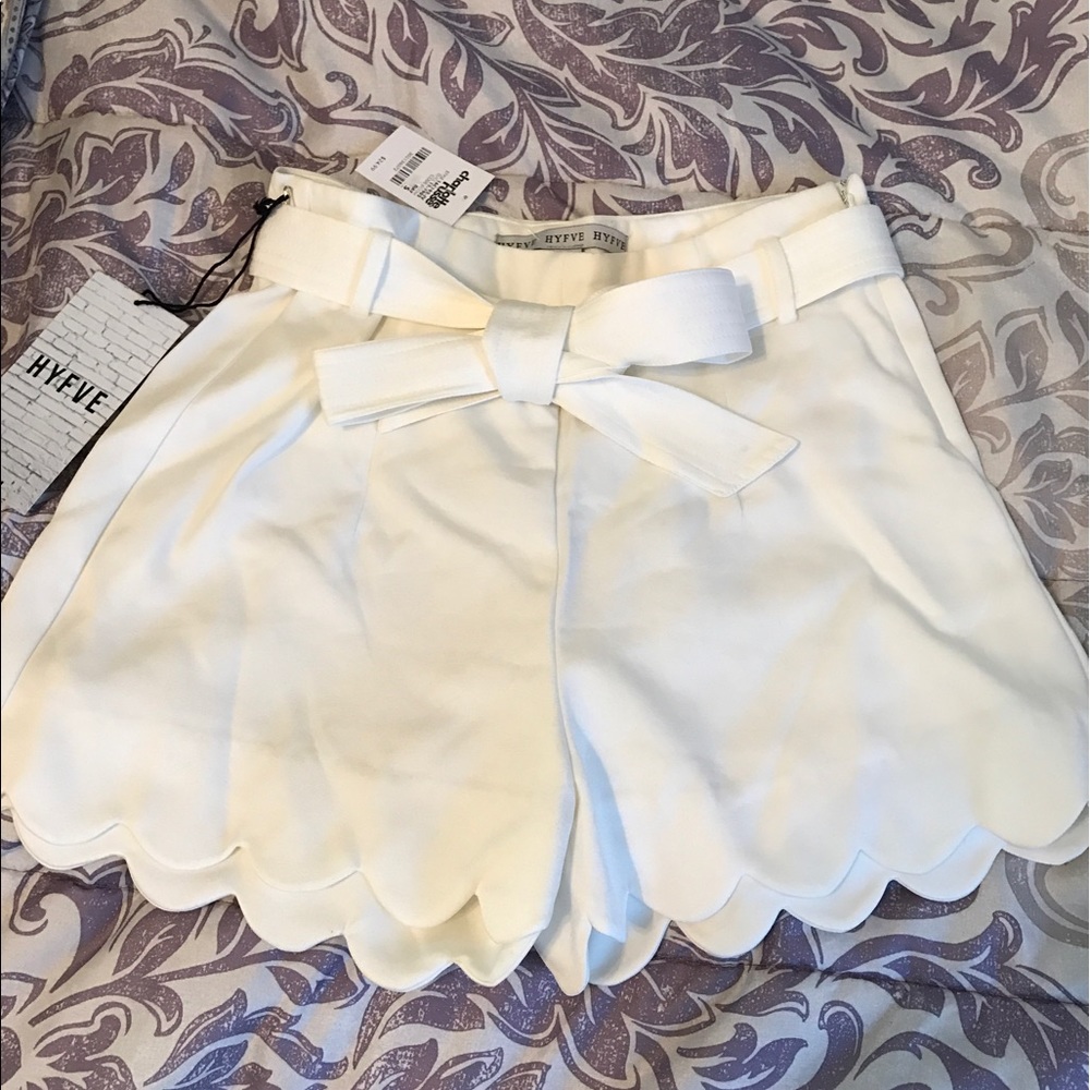 White scalloped shorts