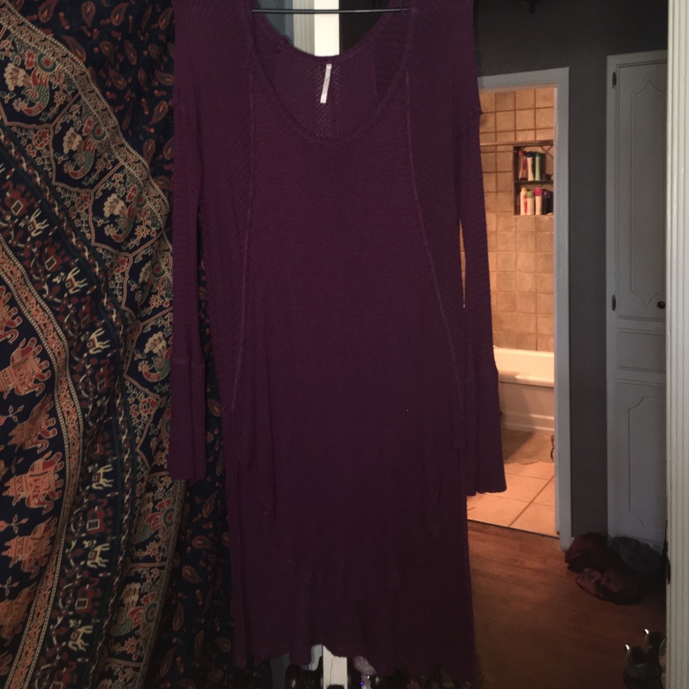 burgundy Free People long sleeve thermal tunic