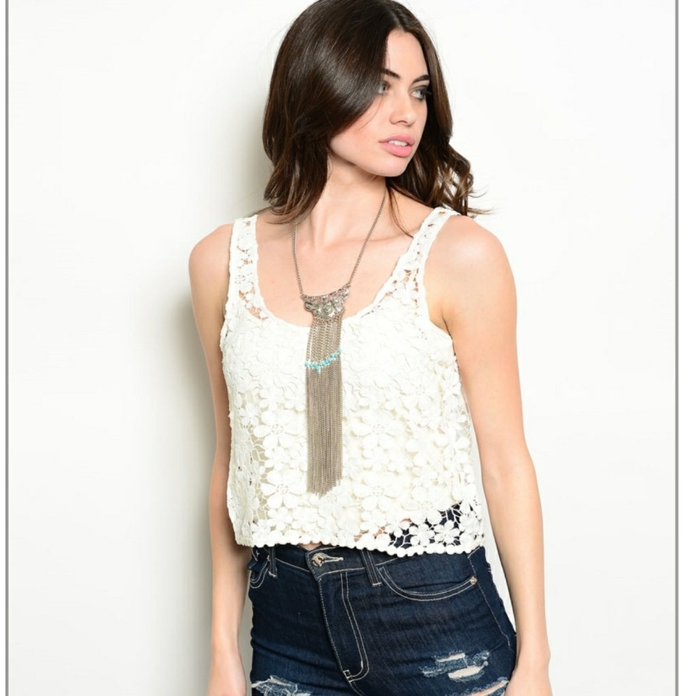 Open back lace crop top