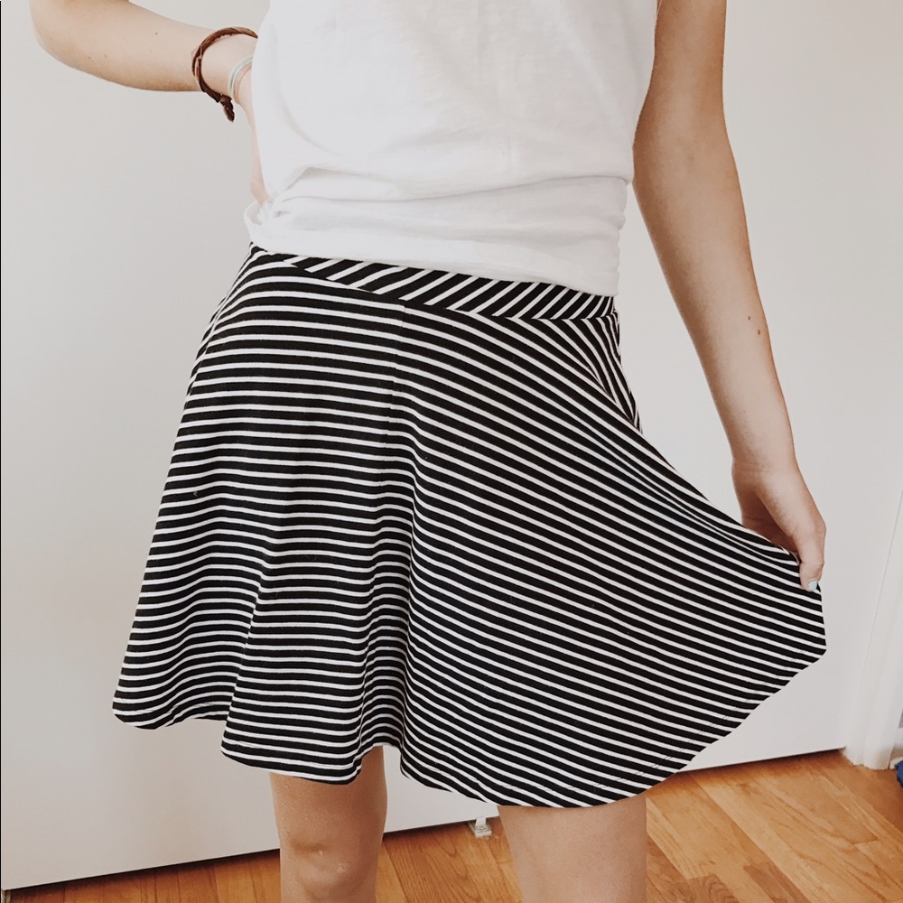 Black and white striped skirt