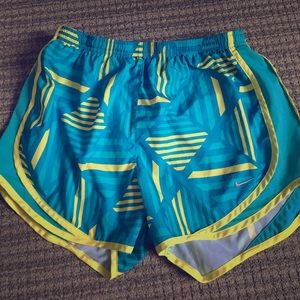 Women's Electric Blue and Yellow Nike Shorts